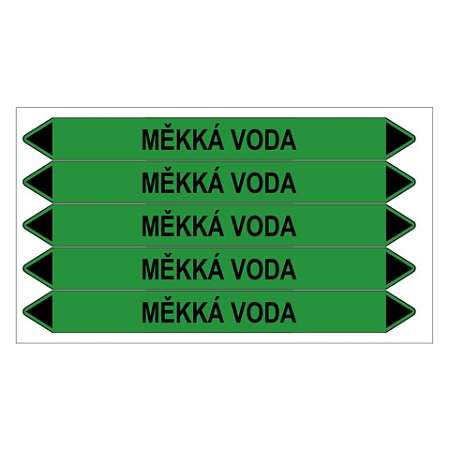 Značení potrubí, měkká voda,5 ks, 150 × 12 mm